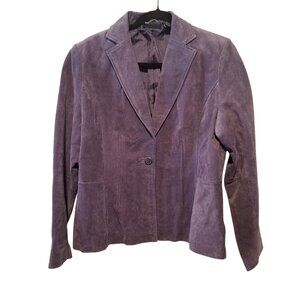 Relativity Womens Purple Suede Blazer Jacket XL Machine Washable Genuine Leather